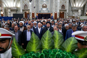 سیدحسن خمینی، تولیت حرم مطهر امام(ره) و محمدباقر قالیباف، رییس مجلس شورای اسلامی در مراسم تجدید میثاق نمایندگان مجلس شورای اسلامی با امام راحل (ره)