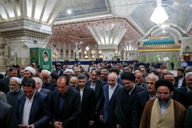 سیدحسن خمینی، تولیت حرم مطهر امام(ره) و محمدباقر قالیباف، رییس مجلس شورای اسلامی در مراسم تجدید میثاق با امام راحل (ره)