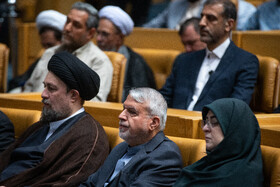 فاطمه مهاجرانی، سخنگوی دولت، رضا صالحی امیری، وزیر میراث و گردشگری و سید حسن خمینی در اجلاسیه کنشگران حوزه امام خمینی (ره)