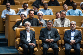 حسین سیمایی صراف، وزیر علوم  و غلامعلی حدادعادل در اجلاسیه کنشگران حوزه امام خمینی (ره)
