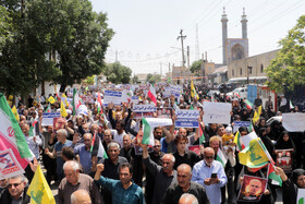 راهپیمایی نمازگزاران کرمانشاه در محکومیت جنایت رژیم صهیونیستی