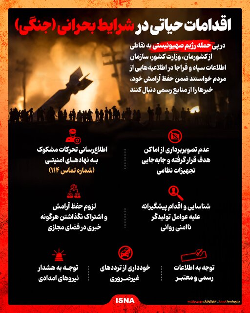 اینفوگرافیک/ اقدامات حیاتی در شرایط بحرانی (جنگی)