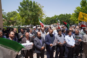 تجمع اعتراضی دانشگاهیان دانشگاه محقق اردبیلی در محکومیت حمله رژیم صهیونیستی