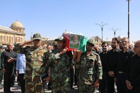 مراسم تشییع پیکر مطهر شهید «حسین احمدی» که در پی حمله رژیم صهیونسیتی به سایت راداری «سوباشی» همدان به شهادت رسید