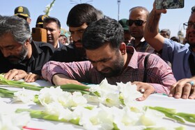 مراسم تشییع پیکر مطهر شهید «حسین احمدی» که در پی حمله رژیم صهیونسیتی به سایت راداری «سوباشی» همدان به شهادت رسید