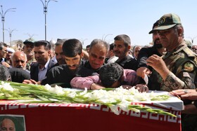 مراسم تشییع پیکر مطهر شهید «حسین احمدی» که در پی حمله رژیم صهیونسیتی به سایت راداری «سوباشی» همدان به شهادت رسید