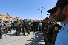 مراسم تشییع پیکر مطهر شهید «حسین احمدی» که در پی حمله رژیم صهیونسیتی به سایت راداری «سوباشی» همدان به شهادت رسید