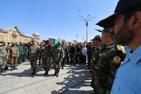 مراسم تشییع پیکر مطهر شهید «حسین احمدی» که در پی حمله رژیم صهیونسیتی به سایت راداری «سوباشی» همدان به شهادت رسید