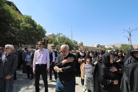 مراسم تشییع پیکر مطهر شهید «حسین احمدی» که در پی حمله رژیم صهیونسیتی به سایت راداری «سوباشی» همدان به شهادت رسید