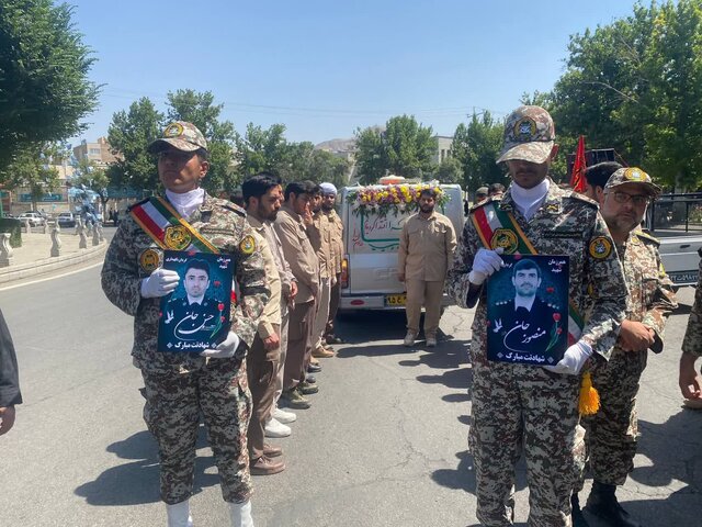 برگزاری مراسم تشییع پیکر ۲ شهید تجاوز رژیم صهیونیستی در ملایر