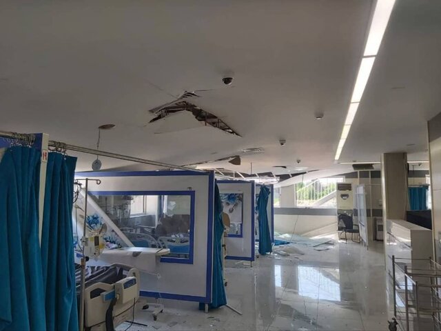 عکس دریافتی از وزارت بهداشت. محکومیت حمله رژیم صهیونی به بیمارستان کرمانشاه/انتقال بیماران به مکانی دیگر