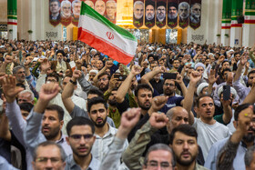 مراسم وداع با 6 شهید حملات رژیم صهیونی در حرم حضرت فاطمه معصومه(س)