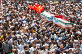تشییع پیکر ۵ شهید حملات رژیم صهیونی در جمعه «خشم و نصر» - قم
