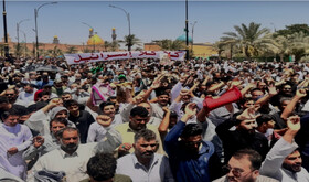 تظاهرات گسترده در کوفه عراق در محکومیت تجاوز رژیم صهیونیستی به ایران