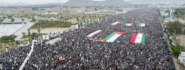 تظاهرات صدها هزاران نفر در مراکش و یمن در حمایت از غزه و ایران 