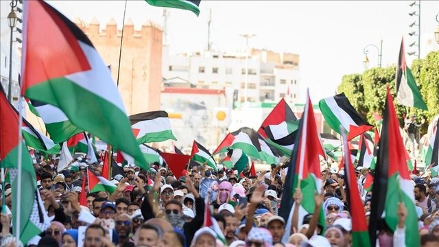 تظاهرات صدها هزاران نفر در مراکش و یمن در حمایت از غزه و ایران 