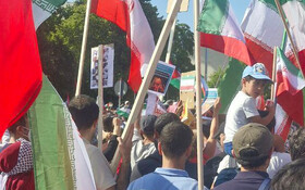 تظاهرات در برلین در حمایت از فلسطین و ایران