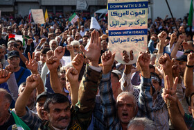 تجمع مردمی در محکومیت تجاوز آمریکا و اعلام انزجار از ترامپ