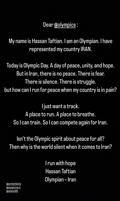 سریعترین مرد ایران خطاب به IOC: چرا دنیا درباره ایران ساکت است
