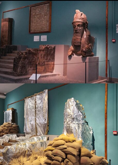 تصاویری از چگونگی حفاظت از آثار موزه ملی و کاخ گلستان در دوران جنگ