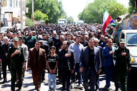آئین تشییع شهید «محمدرضا نوروزی» از شهدای تجاوز رژیم صهیونیستی در شهر «نیر» - اردبیل