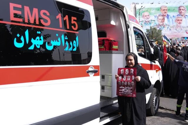 خدمت‌رسانی اورژانس تهران در مراسم تشییع پیکر شهدای اقتدار