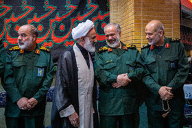 سردار احمد وحیدی، سردار علی فدوی و سردار محمد کرمی در مراسم یادبود شهید سرلشکر حسین سلامی