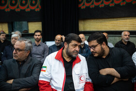 پیرحسین کولیوند، رئيس جمعیت هلال احمر در مراسم گرامیداشت فرماندهان شهید قرارگاه مرکزی خاتم الانبیاء