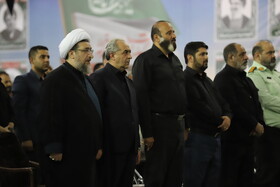 حضور بهرام سرمست، استاندار آذربایجان شرقی و حجت الاسلام والمسلمین احمد مطهری اصل، امام جمعه تبریز در مراسم بزرگداشت شهدای اقتدار آذربایجان شرقی