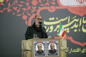 سردار عباس قلیزاده، فرمانده سپاه عاشورا آذربایجان شرقی در مراسم بزرگداشت شهدای اقتدار آذربایجان شرقی