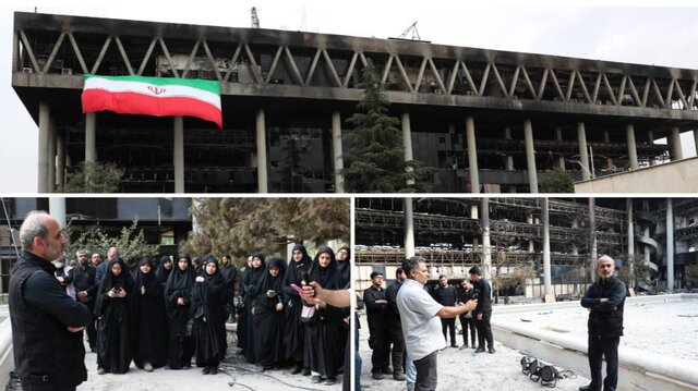 جمعی از دانشجویان دانشگاه تهران به ساختمان شیشه‌ای رفتند