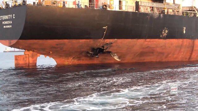 انتشار تصاویری از لحظه حمله به کشتی (ETERNITY C) و غرق شدن کامل آن