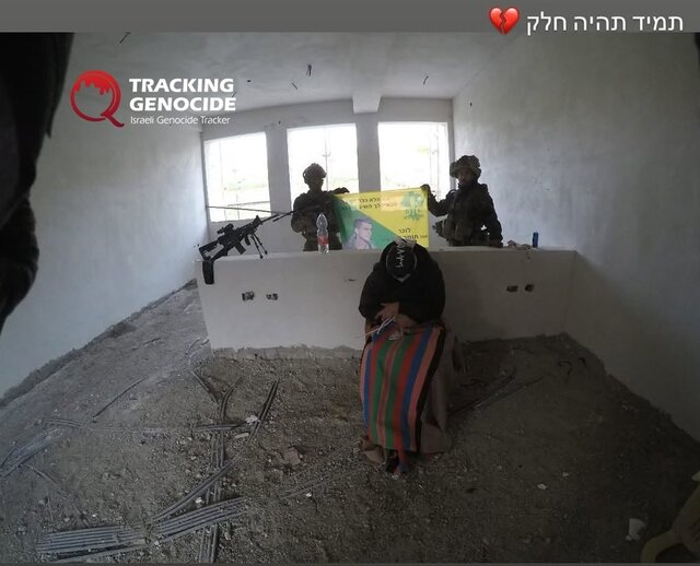 استفاده صهیونیستها از یک فلسطینی به عنوان سپر انسانی در غزه