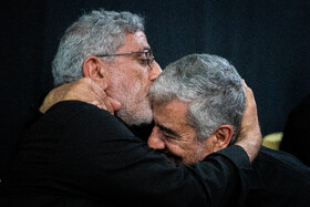 محمدعلی جعفری و اسماعیل قاآنی، فرمانده سپاه قدس در مراسم چهلمین روز شهادت سردار باقری