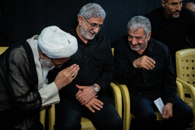 محمدعلی جعفری و اسماعیل قاآنی، فرمانده سپاه قدس در مراسم چهلمین روز شهادت سردار باقری