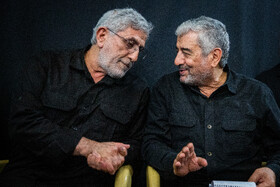 محمدعلی جعفری و اسماعیل قاآنی، فرمانده سپاه قدس در مراسم چهلمین روز شهادت سردار باقری