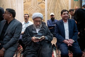 محمد مخبر، عضو مجمع تشخیص مصلحت نظام و 	
صادق لاریجانی، رئیس مجمع تشخیص مصلحت نظام در  مراسم یادبود احمد توکلی - تهران