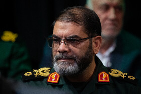 سردار حسین معروفی، معاون هماهنگ کننده سازمان بسیج مستضعفین در مراسم یادبود سردار شهید غلامحسین غیب‌پرور