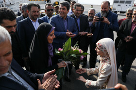 ورود فرزانه صادق، وزیر راه و شهرسازی به فرودگاه بین‌المللی آیت‌الله هاشمی رفسنجانی کرمان 