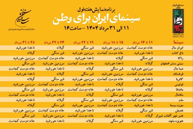 ۱۵ سینما با بلیت نیم بهاء میزبان اکران ۵ اثر ماندگار شدند