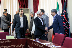 محمدرضا عارف، معاون اول رییس جمهور و احمد دنیامالی وزیر ورزش و جوانان در آیین رونمایی از طرح ملی آمایش سرزمینی ورزش کشور