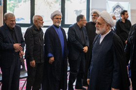 غلامحسین محسنی اژه‌ای، رئیس قوه قضائیه در مراسم چهلمین روز شهادت سپهبد رشید