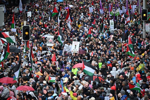 راهپیمایی حامیان فلسطین در استرالیا و آلمان/ تجمع در برابر سفارت و کنسولگری آمریکا در تونس و مراکش
