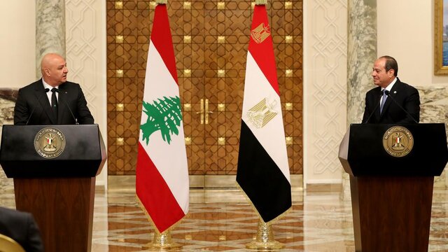 گفت‌وگوی تلفنی السیسی و عون درباره تحولات فلسطین