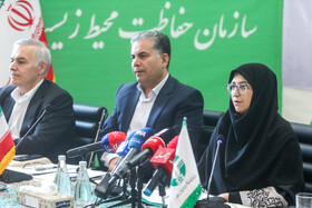 شینا انصاری، رییس سازمان حفاظت محیط زیست در نشست خبری 