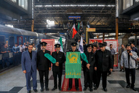 مراسم بدرقه زائران اربعین حسینی با حضور خادمان آستان قدس رضوی