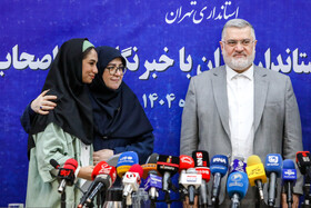 محمدصادق معتمدیان، استاندار تهران و فاطمه مهاجرانی، سخنگوی دولت در نشست خبری به مناسبت روز خبرنگار