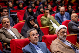 عبدالحسین خسروپناه، دبیرشورای عالی انقلاب فرهنگی و علی منتظری، رئیس جهاددانشگاهی در آیین بزرگداشت چهل و پنجمین سالگرد تأسیس جهاددانشگاهی