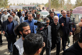 بازدید  سردار اسکندر مومنی وزیر کشور و محمدجعفر قائم پناه معاون اجرایی رئیس جمهور از موکب های فعال در مرز خسروی در اربعین 1404