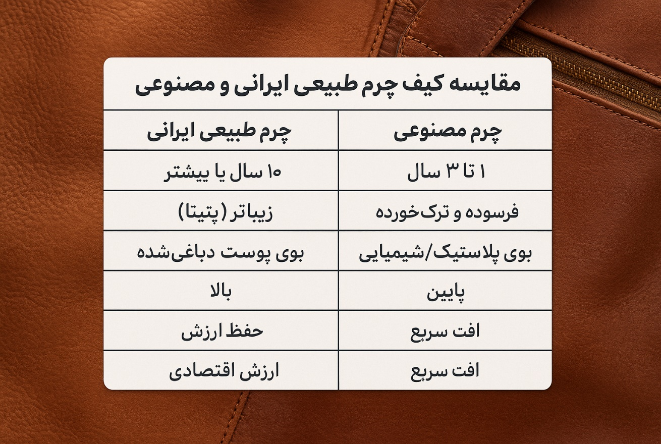 راهنمای خرید کیف چرم طبیعی ایرانی اصل؛ نکاتی که فروشندگان نمیگویند